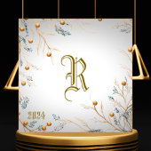 Elegante witte familie Monogram Kerst Kaart