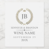 Elegante witte faux glitter laurierkrans op wit wijn etiket (Enkel label)