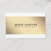Elegante Witte Faux Gouden Strepen Schoonheidsadvi Visitekaartje (Voorkant)