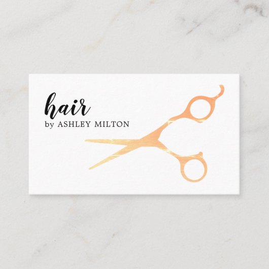 Elegante witte faux metal schaar Haarstylist Visitekaartje (Voorkant)