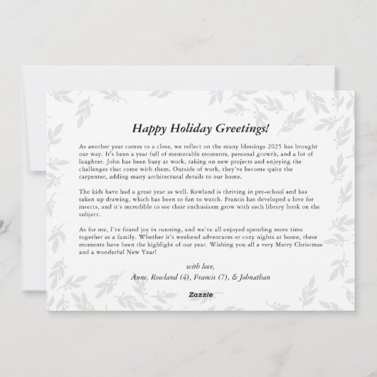 Elegante witte feestelijke Garland Photo Holiday K Feestdagenkaart (Achterkant)