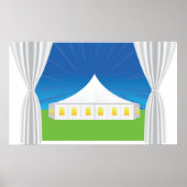 Elegante witte feesttent met gordijnen poster (Voorkant)
