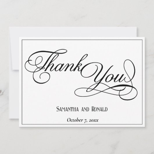 Elegante witte formele bruiloft bedankkaart (Voorkant)