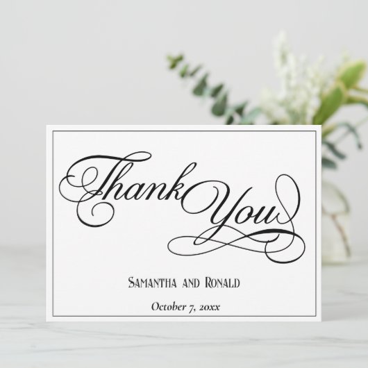 Elegante witte formele bruiloft bedankkaart (Staand voorkant)