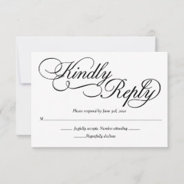 Elegante witte formele bruiloft RSVP Kaartje