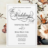 Elegante witte formele bruiloft uitnodiging