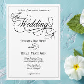 Elegante witte formele bruiloft uitnodiging