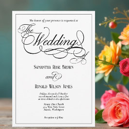 Elegante witte formele bruiloft uitnodiging