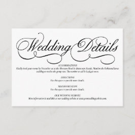 Elegante witte formele trouwdetails kaart