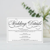 Elegante witte formele trouwdetails Kaart (Staand voorkant)