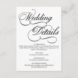 Elegante witte formele trouwdetails Kaart