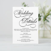 Elegante witte formele trouwdetails Kaart (Staand voorkant)