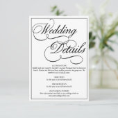 Elegante witte formele trouwdetails Kaart (Staand voorkant)