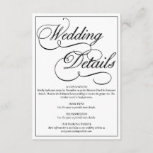 Elegante witte formele trouwdetails Kaart