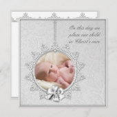 Elegante witte foto doop kaart (Voorkant / Achterkant)