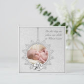 Elegante witte foto doop kaart (Staand voorkant)