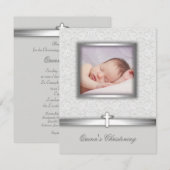 Elegante witte foto doopuitnodigingen kaart (Voorkant / Achterkant)