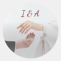 Elegante Witte Foto Huwelijk Ronde Sticker Ringen