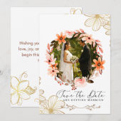 Elegante witte fotocollage bruiloft uitnodiging (Voorkant / Achterkant)