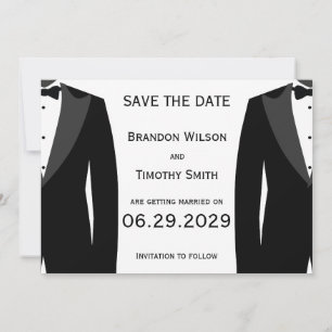 Elegante witte gay trouwkaart Save The Date-kaarte Kaart