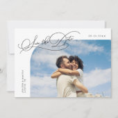 Elegante witte gebogen lijst foto save the date (Voorkant)