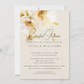 Elegante witte gele gouden bloem bruidsdouche kaart (Voorkant)