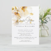Elegante witte gele gouden bloem bruiloftsborrel kaart (Staand voorkant)