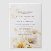 Elegante witte gele gouden bloemen bruiloft vellum uitnodigingen (Voorkant)