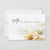 Elegante witte gele gouden bloemen RSVP kaartje (Voorkant)