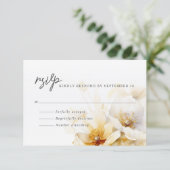 Elegante witte gele gouden bloemen RSVP kaartje (Staand voorkant)