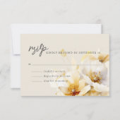 Elegante witte gele gouden bloemen RSVP kaartje (Voorkant)