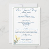 Elegante witte, gele & groene tinten bloemenbruilo kaart (Achterkant)