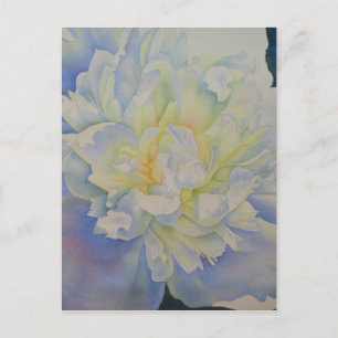 Elegante witte gele pioen bloemige waterverf briefkaart
