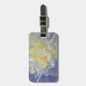 Elegante witte gele pioen florale waterverf bagagelabel (Voorkant verticaal)