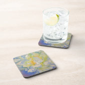 Elegante witte gele pioen florale waterverf bier onderzetter (Rechterzijde)