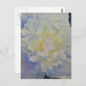 Elegante witte gele pioen florale waterverf briefkaart (Voorkant / Achterkant)
