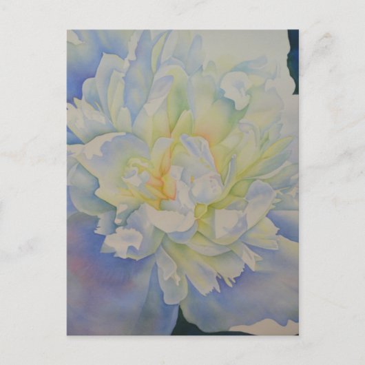 Elegante witte gele pioen florale waterverf briefkaart (Voorkant)