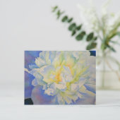 Elegante witte gele pioen florale waterverf briefkaart (Staand voorkant)