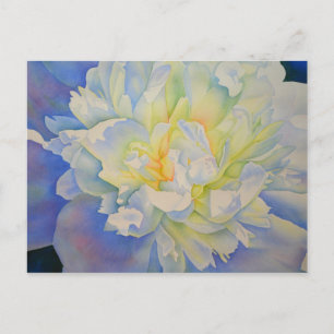 Elegante witte gele pioen florale waterverf briefkaart