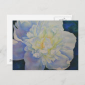 Elegante witte gele pioen florale waterverf briefkaart (Voorkant / Achterkant)