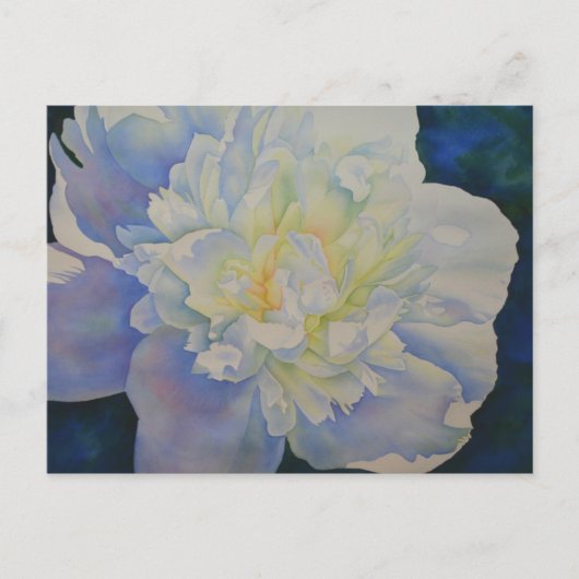 Elegante witte gele pioen florale waterverf briefkaart (Voorkant)