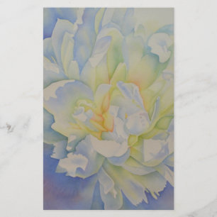 Elegante witte gele pioen florale waterverf briefpapier