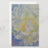 Elegante witte gele pioen florale waterverf briefpapier (Voorkant / Achterkant)