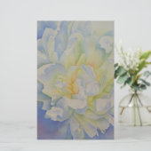 Elegante witte gele pioen florale waterverf briefpapier (Staand voorkant)