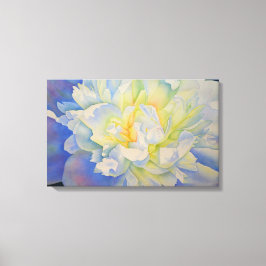 Elegante witte gele pioen florale waterverf canvas afdruk
