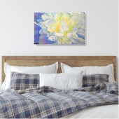 Elegante witte gele pioen florale waterverf canvas afdruk (Insitu (Slaapkamer))