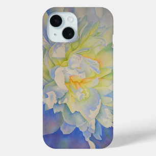 Elegante witte gele pioen florale waterverf iPhone 15 case