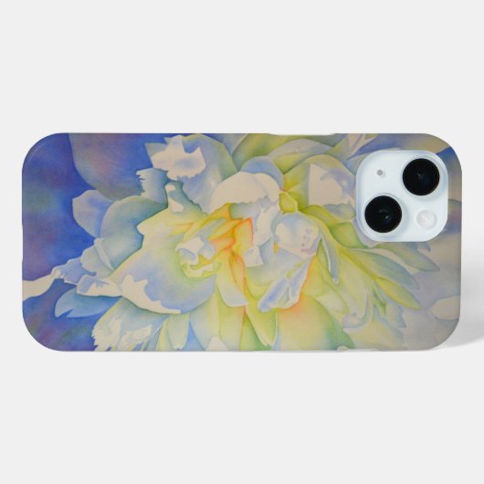 Elegante witte gele pioen florale waterverf Case-Mate iPhone case (Achterkant (horizontaal))