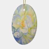 Elegante witte gele pioen florale waterverf keramisch ornament (Links)