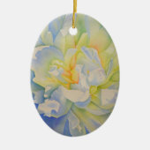 Elegante witte gele pioen florale waterverf keramisch ornament (Voorkant)